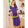 image:imageEkouaer Nightgowns for Women Long Nightgown Plus Size Moo Moos House Dress  Color Block Sleep Dress Short Sleeve Sleepwear V Neck Loungewear Oversized Lounge Dress M5XL Daily Wear Sleep HomePurple