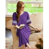 image:imageEkouaer Nightgowns for Women Long Nightgown Plus Size Moo Moos House Dress  Color Block Sleep Dress Short Sleeve Sleepwear V Neck Loungewear Oversized Lounge Dress M5XL Daily Wear Sleep HomePurple