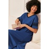 image:imageEkouaer Nightgowns for Women Long Nightgown Plus Size Moo Moos House Dress  Color Block Sleep Dress Short Sleeve Sleepwear V Neck Loungewear Oversized Lounge Dress M5XL Daily Wear Sleep HomeBlue