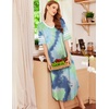 image:imageEkouaer Nightgowns for Women Long Nightgown Plus Size Moo Moos House Dress  Color Block Sleep Dress Short Sleeve Sleepwear V Neck Loungewear Oversized Lounge Dress M5XL Daily Wear Sleep HomeGreen Tie Dye