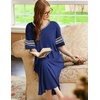 image:imageEkouaer Nightgowns for Women Long Nightgown Plus Size Moo Moos House Dress  Color Block Sleep Dress Short Sleeve Sleepwear V Neck Loungewear Oversized Lounge Dress M5XL Daily Wear Sleep HomeDeep Blue