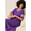 image:imageEkouaer Nightgowns for Women Long Nightgown Plus Size Moo Moos House Dress  Color Block Sleep Dress Short Sleeve Sleepwear V Neck Loungewear Oversized Lounge Dress M5XL Daily Wear Sleep HomePurple