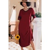 image:imageEkouaer Nightgowns for Women Long Nightgown Plus Size Moo Moos House Dress  Color Block Sleep Dress Short Sleeve Sleepwear V Neck Loungewear Oversized Lounge Dress M5XL Daily Wear Sleep HomeWine Red