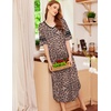 image:imageEkouaer Nightgowns for Women Long Nightgown Plus Size Moo Moos House Dress  Color Block Sleep Dress Short Sleeve Sleepwear V Neck Loungewear Oversized Lounge Dress M5XL Daily Wear Sleep HomeBrown Leopard Print