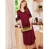 image:imageEkouaer Nightgowns for Women Long Nightgown Plus Size Moo Moos House Dress  Color Block Sleep Dress Short Sleeve Sleepwear V Neck Loungewear Oversized Lounge Dress M5XL Daily Wear Sleep HomeWine Red