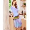 image:imageEkouaer Nightgowns for Women Long Nightgown Plus Size Moo Moos House Dress  Color Block Sleep Dress Short Sleeve Sleepwear V Neck Loungewear Oversized Lounge Dress M5XL Daily Wear Sleep HomePurple Tie Dye
