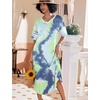 image:imageEkouaer Nightgowns for Women Long Nightgown Plus Size Moo Moos House Dress  Color Block Sleep Dress Short Sleeve Sleepwear V Neck Loungewear Oversized Lounge Dress M5XL Daily Wear Sleep HomeGreen Tie Dye