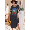 image:imageEkouaer Nightgowns for Women Long Nightgown Plus Size Moo Moos House Dress  Color Block Sleep Dress Short Sleeve Sleepwear V Neck Loungewear Oversized Lounge Dress M5XL Daily Wear Sleep HomeBlack Forest