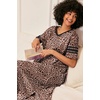 image:imageEkouaer Nightgowns for Women Long Nightgown Plus Size Moo Moos House Dress  Color Block Sleep Dress Short Sleeve Sleepwear V Neck Loungewear Oversized Lounge Dress M5XL Daily Wear Sleep HomeBrown Leopard Print