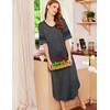 image:imageEkouaer Nightgowns for Women Long Nightgown Plus Size Moo Moos House Dress  Color Block Sleep Dress Short Sleeve Sleepwear V Neck Loungewear Oversized Lounge Dress M5XL Daily Wear Sleep HomeDark Grey