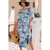 image:imageEkouaer Nightgowns for Women Long Nightgown Plus Size Moo Moos House Dress  Color Block Sleep Dress Short Sleeve Sleepwear V Neck Loungewear Oversized Lounge Dress M5XL Daily Wear Sleep HomeGrey Tie Dye
