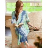 image:imageEkouaer Nightgowns for Women Long Nightgown Plus Size Moo Moos House Dress  Color Block Sleep Dress Short Sleeve Sleepwear V Neck Loungewear Oversized Lounge Dress M5XL Daily Wear Sleep HomeGreen Tie Dye