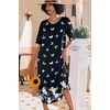 image:imageEkouaer Nightgowns for Women Long Nightgown Plus Size Moo Moos House Dress  Color Block Sleep Dress Short Sleeve Sleepwear V Neck Loungewear Oversized Lounge Dress M5XL Daily Wear Sleep HomeBlack Butterfly