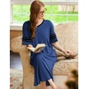 image:imageEkouaer Nightgowns for Women Long Nightgown Plus Size Moo Moos House Dress  Color Block Sleep Dress Short Sleeve Sleepwear V Neck Loungewear Oversized Lounge Dress M5XL Daily Wear Sleep HomeBlue