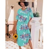 image:imageEkouaer Nightgowns for Women Long Nightgown Plus Size Moo Moos House Dress  Color Block Sleep Dress Short Sleeve Sleepwear V Neck Loungewear Oversized Lounge Dress M5XL Daily Wear Sleep HomeBlue Floral