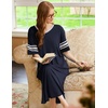 image:imageEkouaer Nightgowns for Women Long Nightgown Plus Size Moo Moos House Dress  Color Block Sleep Dress Short Sleeve Sleepwear V Neck Loungewear Oversized Lounge Dress M5XL Daily Wear Sleep HomeNavy Blue