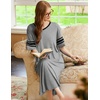 image:imageEkouaer Nightgowns for Women Long Nightgown Plus Size Moo Moos House Dress  Color Block Sleep Dress Short Sleeve Sleepwear V Neck Loungewear Oversized Lounge Dress M5XL Daily Wear Sleep HomeLight Grey