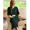 image:imageEkouaer Nightgowns for Women Long Nightgown Plus Size Moo Moos House Dress  Color Block Sleep Dress Short Sleeve Sleepwear V Neck Loungewear Oversized Lounge Dress M5XL Daily Wear Sleep HomeGreen