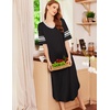image:imageEkouaer Nightgowns for Women Long Nightgown Plus Size Moo Moos House Dress  Color Block Sleep Dress Short Sleeve Sleepwear V Neck Loungewear Oversized Lounge Dress M5XL Daily Wear Sleep HomeBlack