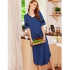 image:imageEkouaer Nightgowns for Women Long Nightgown Plus Size Moo Moos House Dress  Color Block Sleep Dress Short Sleeve Sleepwear V Neck Loungewear Oversized Lounge Dress M5XL Daily Wear Sleep HomeBlue