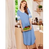 image:imageEkouaer Nightgowns for Women Long Nightgown Plus Size Moo Moos House Dress  Color Block Sleep Dress Short Sleeve Sleepwear V Neck Loungewear Oversized Lounge Dress M5XL Daily Wear Sleep HomeLight Blue
