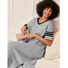 image:imageEkouaer Nightgowns for Women Long Nightgown Plus Size Moo Moos House Dress  Color Block Sleep Dress Short Sleeve Sleepwear V Neck Loungewear Oversized Lounge Dress M5XL Daily Wear Sleep HomeLight Grey