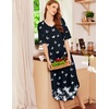 image:imageEkouaer Nightgowns for Women Long Nightgown Plus Size Moo Moos House Dress  Color Block Sleep Dress Short Sleeve Sleepwear V Neck Loungewear Oversized Lounge Dress M5XL Daily Wear Sleep HomeBlack Butterfly
