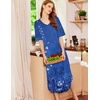 image:imageEkouaer Nightgowns for Women Long Nightgown Plus Size Moo Moos House Dress  Color Block Sleep Dress Short Sleeve Sleepwear V Neck Loungewear Oversized Lounge Dress M5XL Daily Wear Sleep HomeBlue Ethnic Style