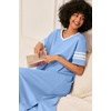 image:imageEkouaer Nightgowns for Women Long Nightgown Plus Size Moo Moos House Dress  Color Block Sleep Dress Short Sleeve Sleepwear V Neck Loungewear Oversized Lounge Dress M5XL Daily Wear Sleep HomeLight Blue