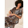 image:imageEkouaer Nightgowns for Women Long Nightgown Plus Size Moo Moos House Dress  Color Block Sleep Dress Short Sleeve Sleepwear V Neck Loungewear Oversized Lounge Dress M5XL Daily Wear Sleep HomeBrown Leopard Print2