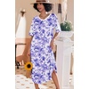 image:imageEkouaer Nightgowns for Women Long Nightgown Plus Size Moo Moos House Dress  Color Block Sleep Dress Short Sleeve Sleepwear V Neck Loungewear Oversized Lounge Dress M5XL Daily Wear Sleep HomePurple Watercolor Flowers