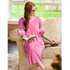 image:imageEkouaer Nightgowns for Women Long Nightgown Plus Size Moo Moos House Dress  Color Block Sleep Dress Short Sleeve Sleepwear V Neck Loungewear Oversized Lounge Dress M5XL Daily Wear Sleep HomePeach Pink