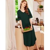 image:imageEkouaer Nightgowns for Women Long Nightgown Plus Size Moo Moos House Dress  Color Block Sleep Dress Short Sleeve Sleepwear V Neck Loungewear Oversized Lounge Dress M5XL Daily Wear Sleep HomeGreen