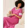 image:imageEkouaer Nightgowns for Women Long Nightgown Plus Size Moo Moos House Dress  Color Block Sleep Dress Short Sleeve Sleepwear V Neck Loungewear Oversized Lounge Dress M5XL Daily Wear Sleep HomePeach Pink
