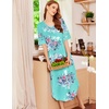 image:imageEkouaer Nightgowns for Women Long Nightgown Plus Size Moo Moos House Dress  Color Block Sleep Dress Short Sleeve Sleepwear V Neck Loungewear Oversized Lounge Dress M5XL Daily Wear Sleep HomeBlue Floral