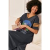 image:imageEkouaer Nightgowns for Women Long Nightgown Plus Size Moo Moos House Dress  Color Block Sleep Dress Short Sleeve Sleepwear V Neck Loungewear Oversized Lounge Dress M5XL Daily Wear Sleep HomeBlack Forest