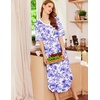 image:imageEkouaer Nightgowns for Women Long Nightgown Plus Size Moo Moos House Dress  Color Block Sleep Dress Short Sleeve Sleepwear V Neck Loungewear Oversized Lounge Dress M5XL Daily Wear Sleep HomePurple Watercolor Flowers