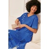 image:imageEkouaer Nightgowns for Women Long Nightgown Plus Size Moo Moos House Dress  Color Block Sleep Dress Short Sleeve Sleepwear V Neck Loungewear Oversized Lounge Dress M5XL Daily Wear Sleep HomeBlue Ethnic Style