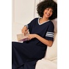 image:imageEkouaer Nightgowns for Women Long Nightgown Plus Size Moo Moos House Dress  Color Block Sleep Dress Short Sleeve Sleepwear V Neck Loungewear Oversized Lounge Dress M5XL Daily Wear Sleep HomeNavy Blue