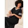 image:imageEkouaer Nightgowns for Women Long Nightgown Plus Size Moo Moos House Dress  Color Block Sleep Dress Short Sleeve Sleepwear V Neck Loungewear Oversized Lounge Dress M5XL Daily Wear Sleep HomeBlack