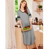 image:imageEkouaer Nightgowns for Women Long Nightgown Plus Size Moo Moos House Dress  Color Block Sleep Dress Short Sleeve Sleepwear V Neck Loungewear Oversized Lounge Dress M5XL Daily Wear Sleep HomeLight Grey