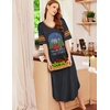 image:imageEkouaer Nightgowns for Women Long Nightgown Plus Size Moo Moos House Dress  Color Block Sleep Dress Short Sleeve Sleepwear V Neck Loungewear Oversized Lounge Dress M5XL Daily Wear Sleep HomeBlack Forest