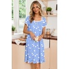 image:imageEkouaer Nightgowns for Women Short Sleeve Night Gowns Button Sleep Shirts  Short Sleeve Moo Moos with Pockets Lace Trim Sleep Dress Ruffles Night Dress Sweet Sleepwear Daily Sleep Garden DateBlue Pigeon