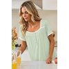 image:imageEkouaer Nightgowns for Women Short Sleeve Night Gowns Button Sleep Shirts  Short Sleeve Moo Moos with Pockets Lace Trim Sleep Dress Ruffles Night Dress Sweet Sleepwear Daily Sleep Garden DateLight Green