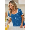 image:imageEkouaer Nightgowns for Women Short Sleeve Night Gowns Button Sleep Shirts  Short Sleeve Moo Moos with Pockets Lace Trim Sleep Dress Ruffles Night Dress Sweet Sleepwear Daily Sleep Garden DateBlue Dog Footprints