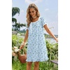 image:imageEkouaer Nightgowns for Women Short Sleeve Night Gowns Button Sleep Shirts  Short Sleeve Moo Moos with Pockets Lace Trim Sleep Dress Ruffles Night Dress Sweet Sleepwear Daily Sleep Garden DateBlue Floral
