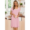 image:imageEkouaer Nightgowns for Women Short Sleeve Night Gowns Button Sleep Shirts  Short Sleeve Moo Moos with Pockets Lace Trim Sleep Dress Ruffles Night Dress Sweet Sleepwear Daily Sleep Garden DatePink