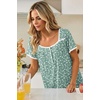 image:imageEkouaer Nightgowns for Women Short Sleeve Night Gowns Button Sleep Shirts  Short Sleeve Moo Moos with Pockets Lace Trim Sleep Dress Ruffles Night Dress Sweet Sleepwear Daily Sleep Garden DateGreen Floral