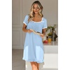 image:imageEkouaer Nightgowns for Women Short Sleeve Night Gowns Button Sleep Shirts  Short Sleeve Moo Moos with Pockets Lace Trim Sleep Dress Ruffles Night Dress Sweet Sleepwear Daily Sleep Garden DateLight Blue