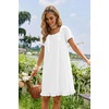 image:imageEkouaer Nightgowns for Women Short Sleeve Night Gowns Button Sleep Shirts  Short Sleeve Moo Moos with Pockets Lace Trim Sleep Dress Ruffles Night Dress Sweet Sleepwear Daily Sleep Garden DateWhite